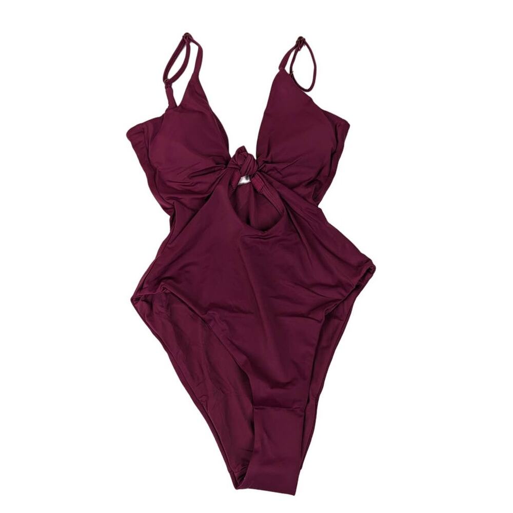 Andie Swim Santorini Plum One Piece Swimsuit XS Cut Out Bathing Suit NWT pink - Picture 2 of 6